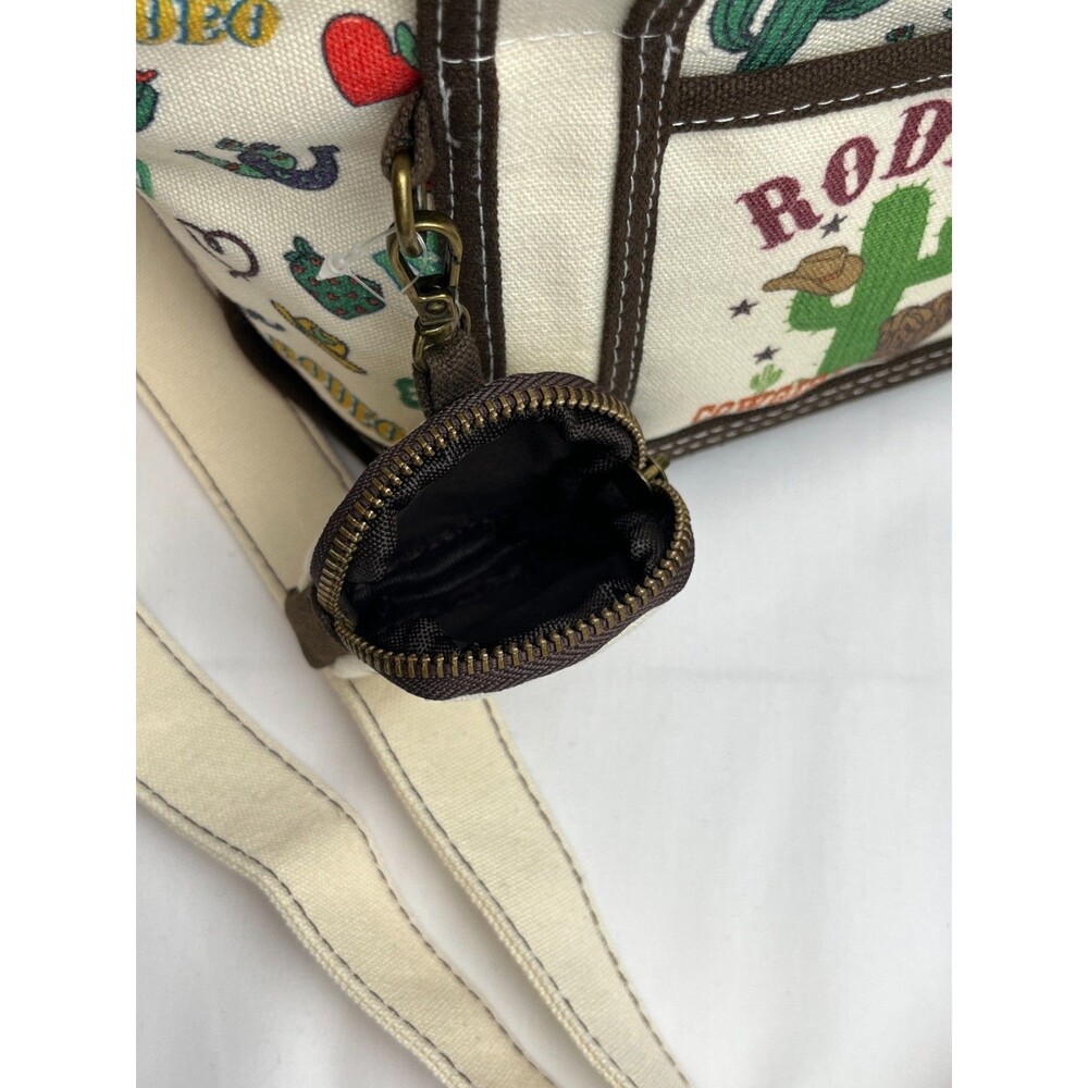 Aeropostale Rodeo Cowgirl Western Canvas Tote Bag Cactus Print Boot Charm Viral - Picture 14 of 14